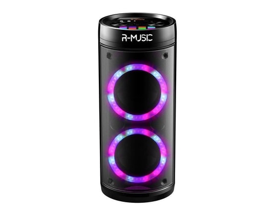 Enceinte R-MUSIC Roller Box - Son Puissant, Lumières RGB, 7h Autonomie, Fonction Karaoké - Avec Roulettes Et Micro