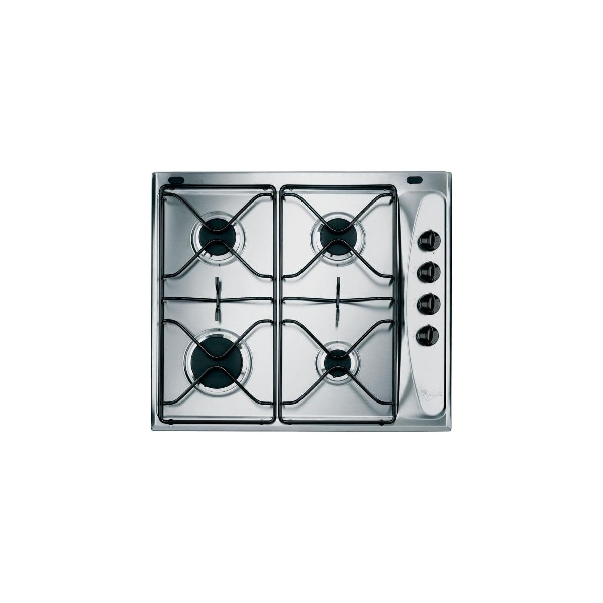 Table gaz, traditionnelle, Inox, 60cm, 4 brûleurs, WHIRLPOOL TCWHAKM260IX
