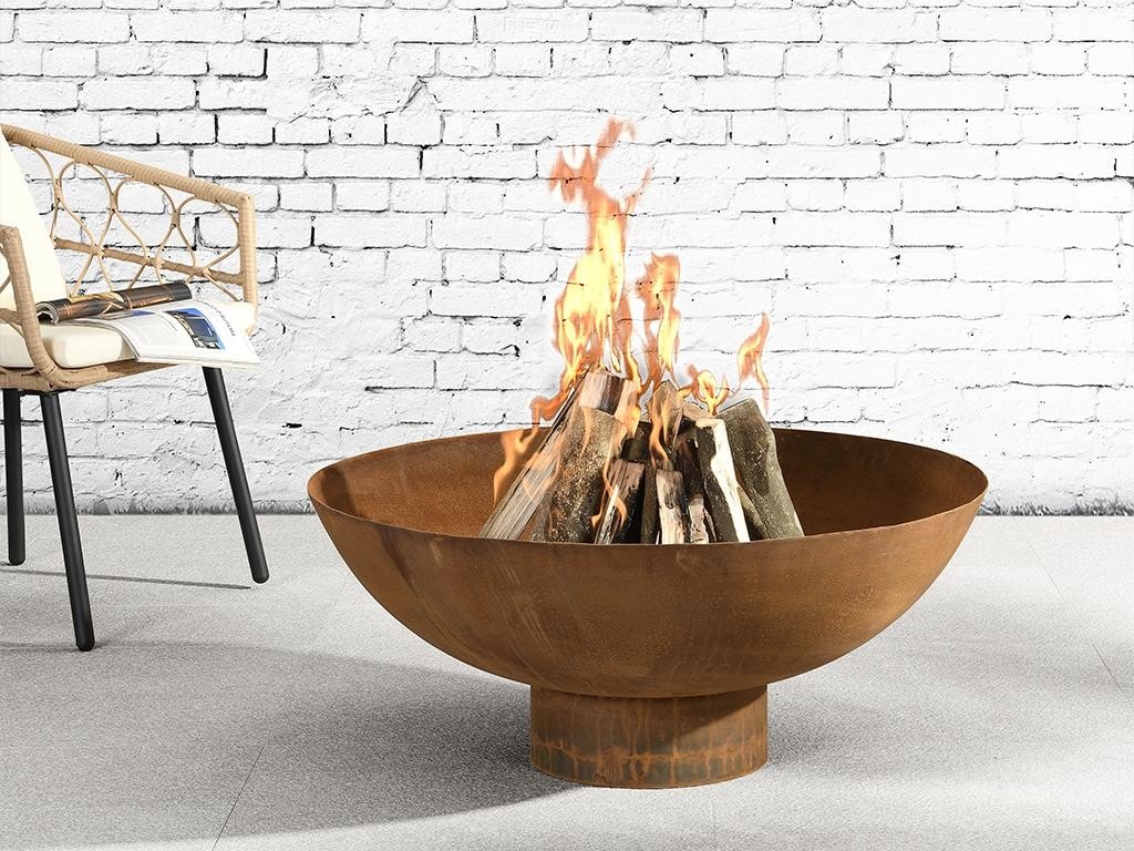 Brasero de jardin rond en acier corten d 90 x h 38 cm denio VENTE-UNIQUE