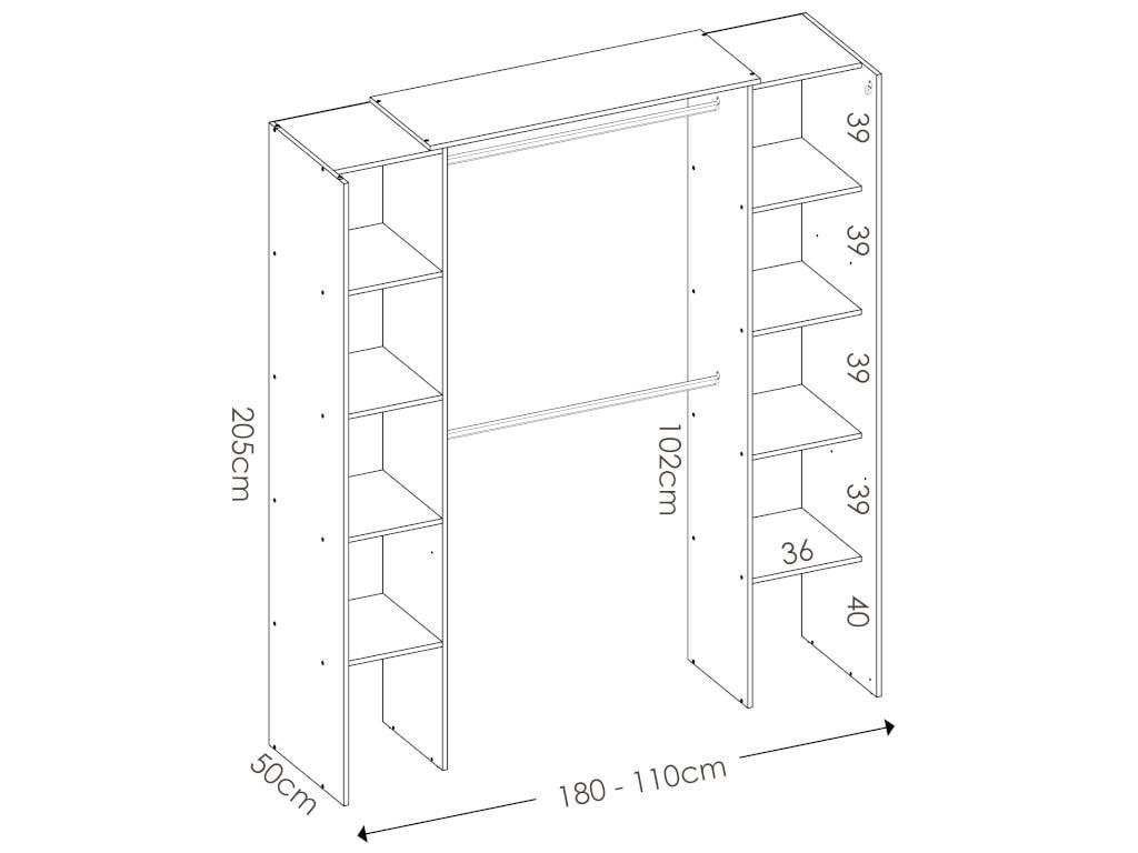 Dressing d'angle extensible dorian l164/234 cm blanc et gris VENTE