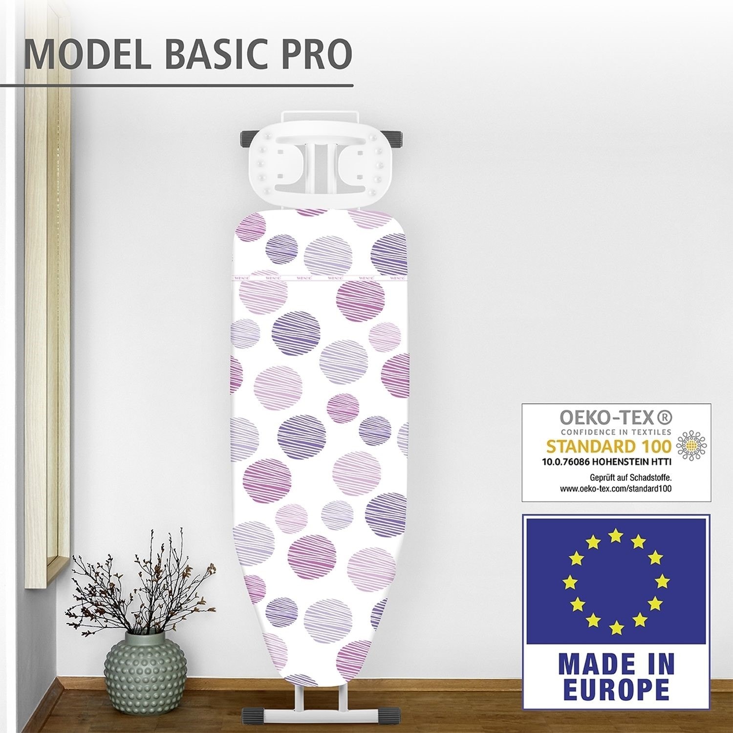 Housse de table à repasser basic pro - modèle s - longueur 112 cm x largeur  33 cm - rose et violet WENKO Pas Cher 