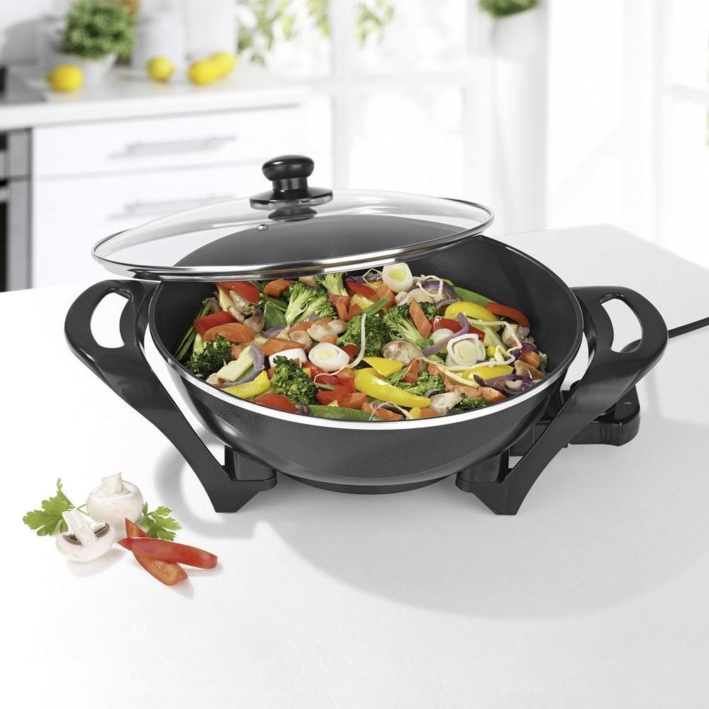 Wok électrique Vintage West Bend Rouge 14 Pouces - Antiadhésif, Avec Crémaillère Et Couvercle