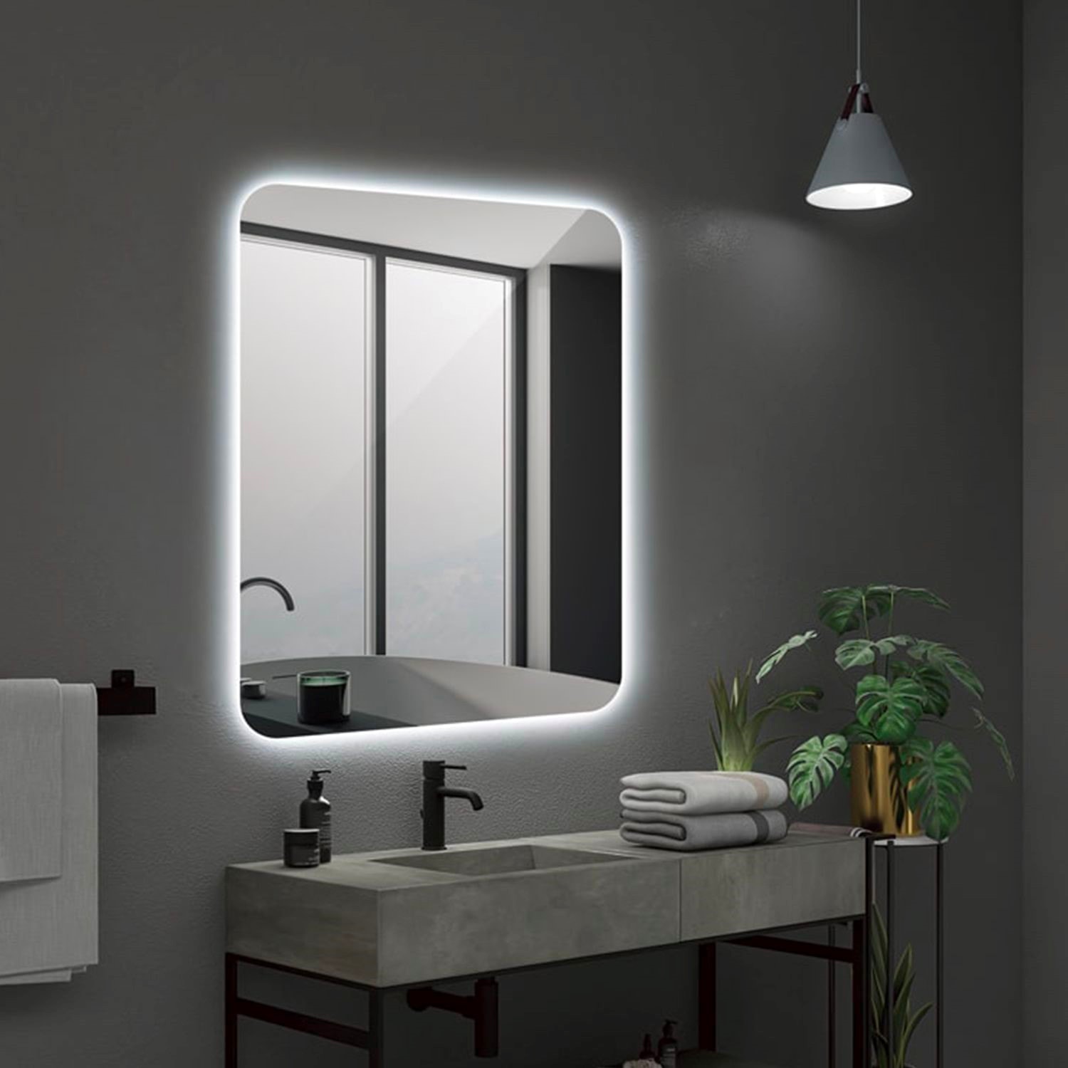 120 x 80cm Miroir salle de bain LED antibu-ée, miroir de la