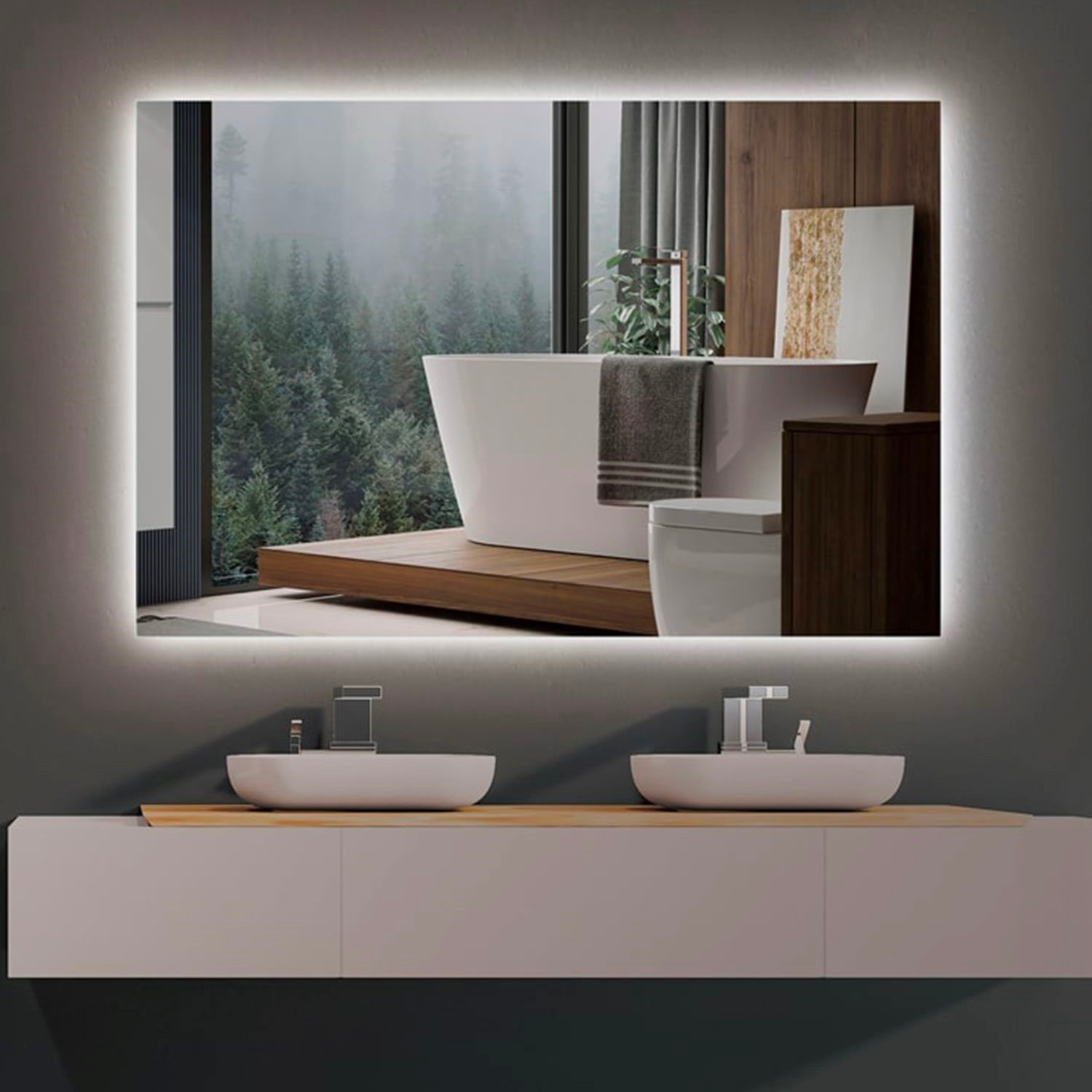 Miroir led rectangulaire l.120 x h.80 cm - série italia LEDIMEX Pas Cher 