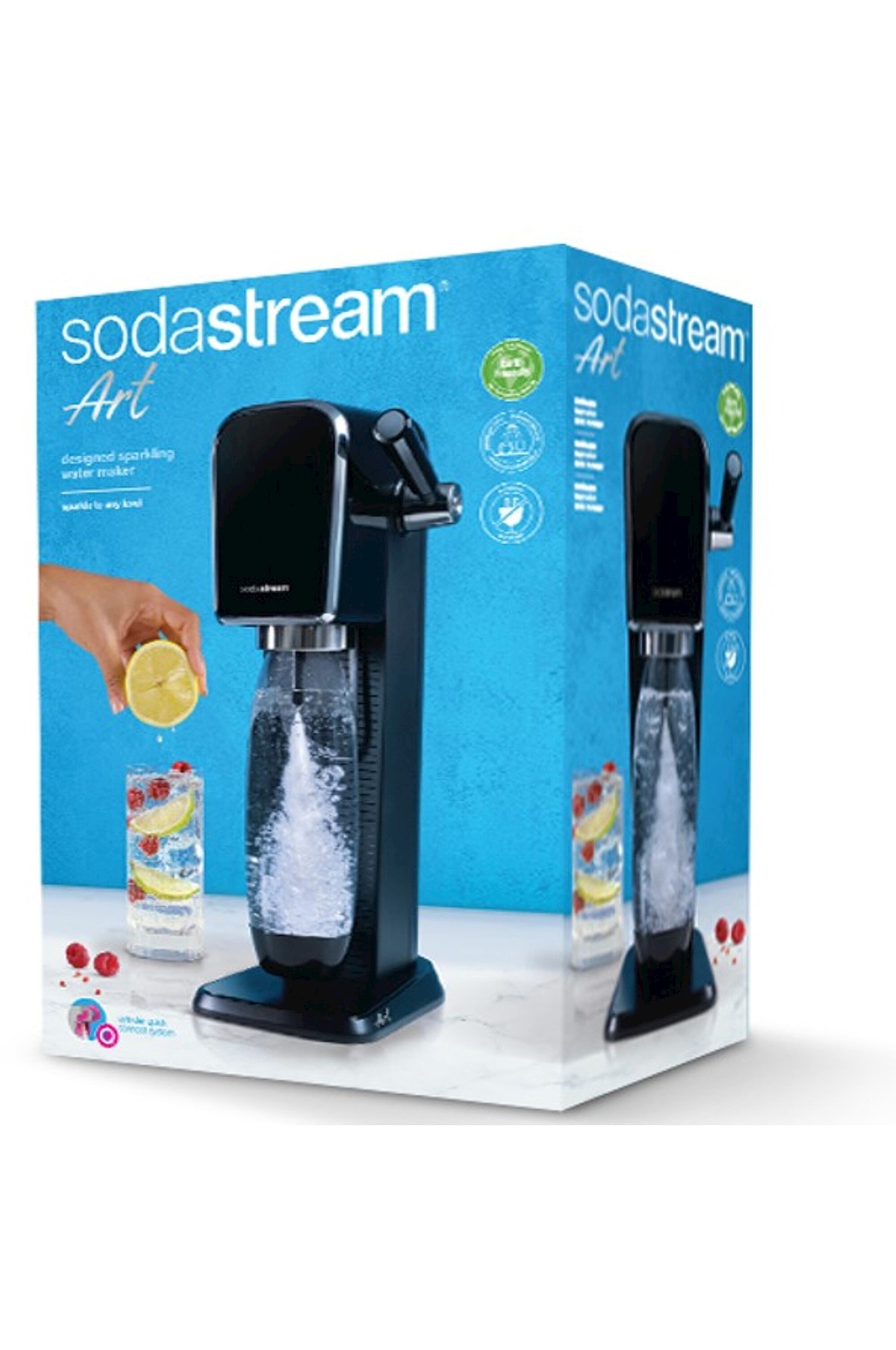 Machine a Soda SodaStream ART Machine a Eau Pétillante - Pack 1 Bouteille  1L Compatible Lave-Vaisselle + 1 Recharge de Gaz 60L a Clipser - Noi