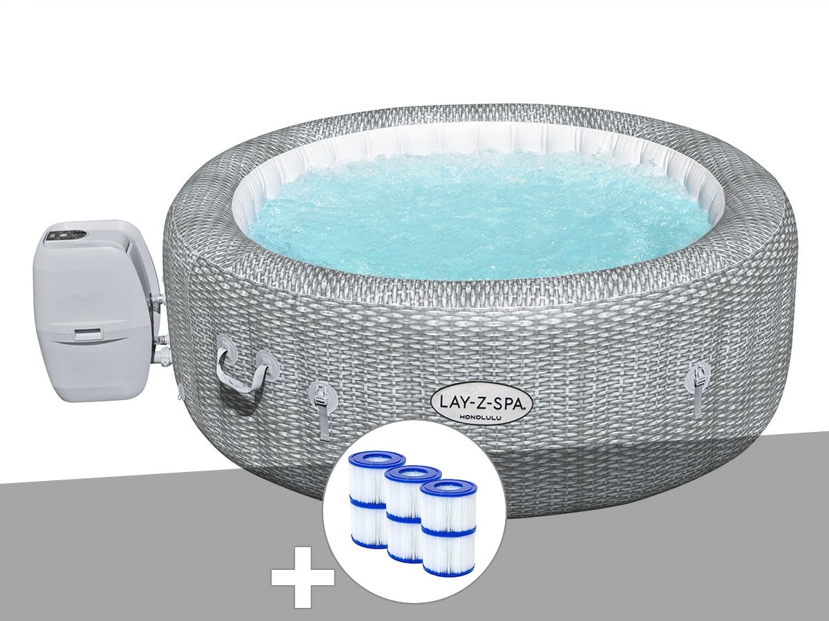 Kit spa gonflable bestway layzspa honolulu rond airjet 4/6 places + 6