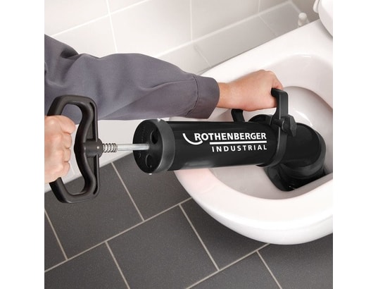 Déboucheur professionnel haute pression pompe à main 2 embouts, pour  toilettes, wc, éviers, baignoires, douches ROTHENBERGER Pas Cher 
