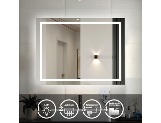 vidaXL Miroir de salle de bain avec lumières LED 50 x 60 cm (L x H)