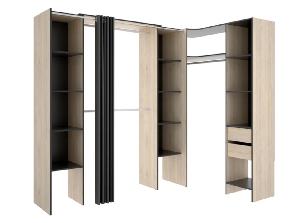 Dressing d'angle extensible dorian l164/234 cm chêne et anthracite