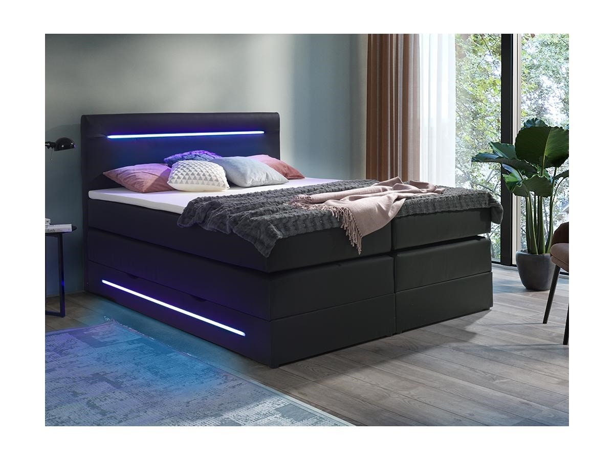 Ensemble complet boxspring tête de lit avec leds + sommiers +