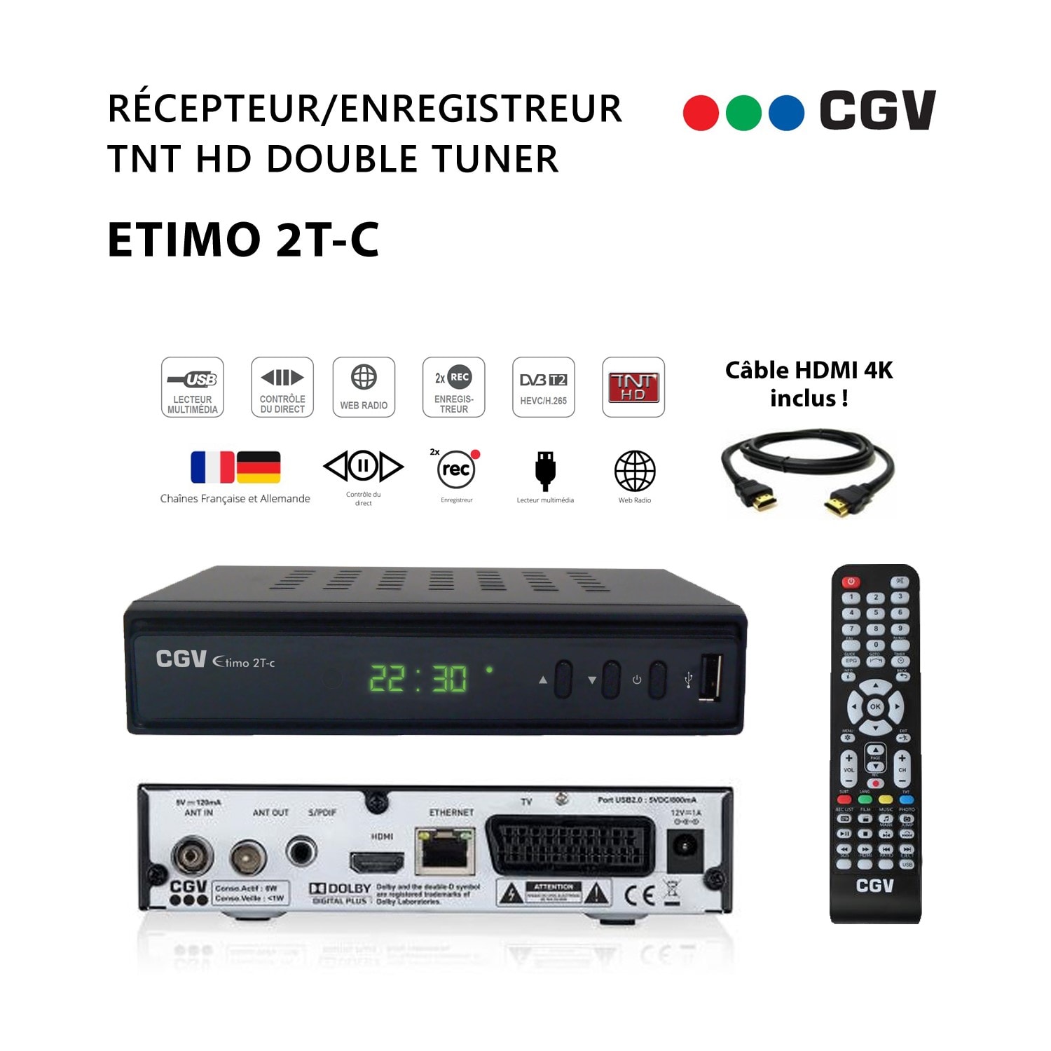 Récepteur-enregistreur TNT UHD 4K ETIMO UHD1