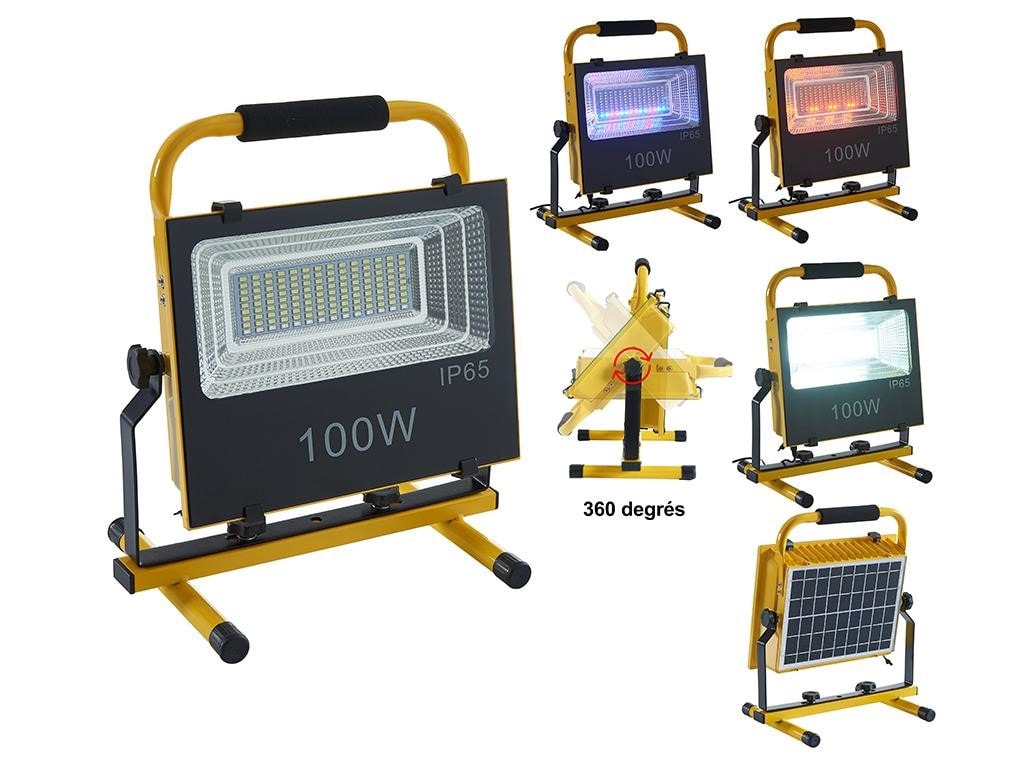 Projecteur solaire portable 360 degrés - 850 lumens - Jaune et