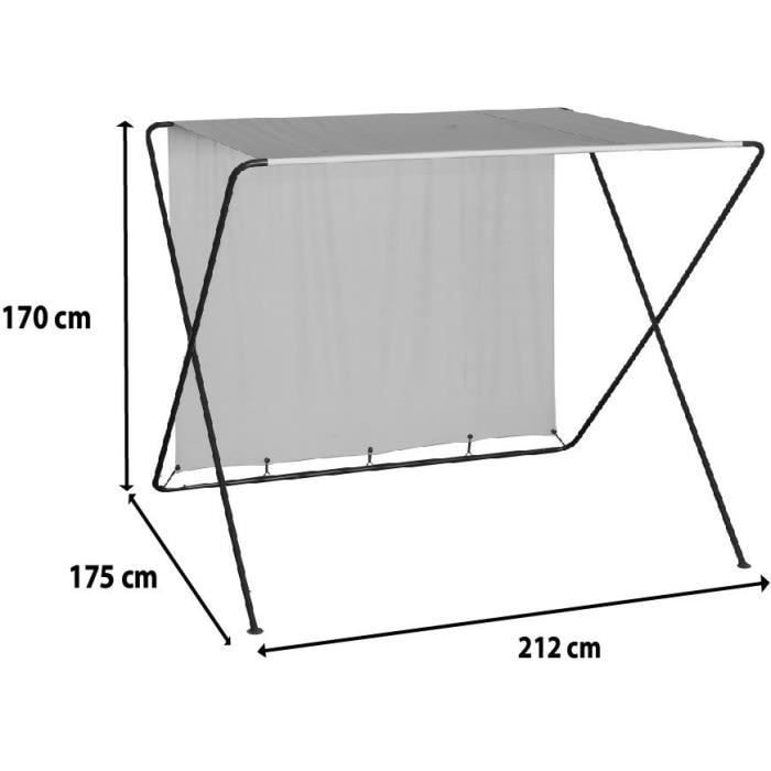 Tonnelle de jardin pliante Tina en acier avec toit en toile grise