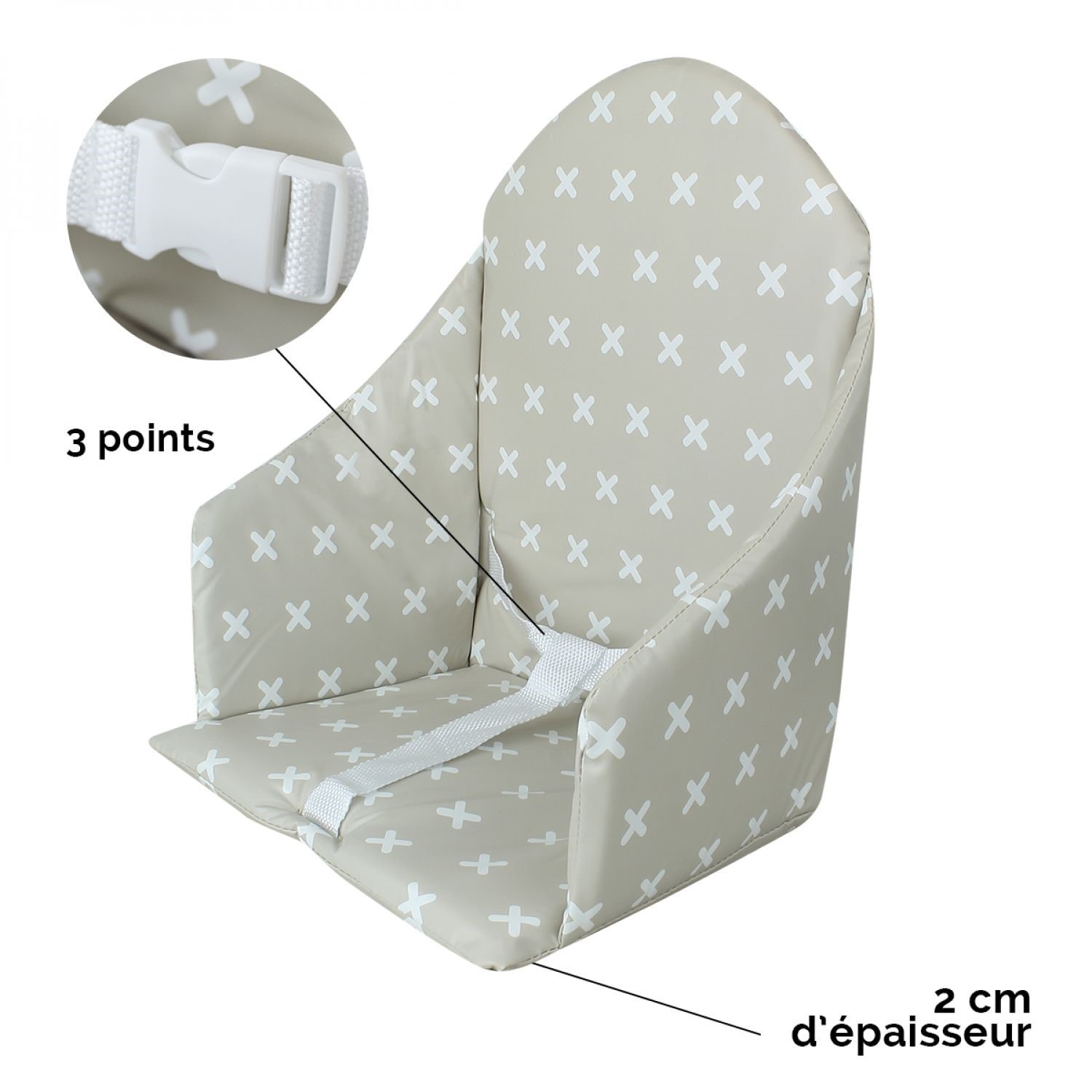 Harnais de sécurité 5 points blanc pour chaise haute enfant - gamme ptit  Monsieur Bebe
