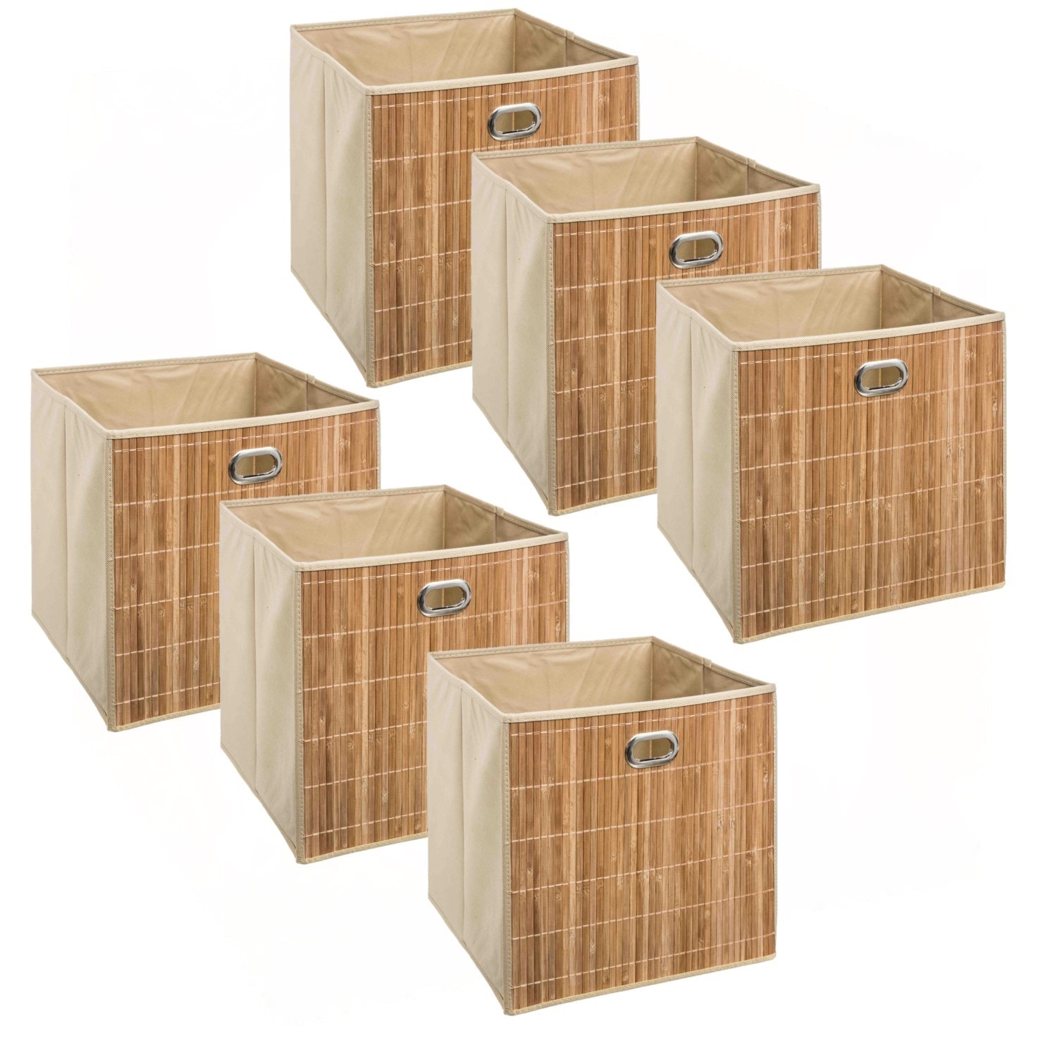 ANDREW - Bac de Rangement en Tissu Gris et Bambou avec Couvercle Grand  Modèle -- Meubles,Salons,Literie