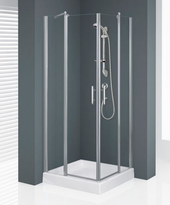 Cabine de douche portes pivotantes accès d'angle 80 cm domino alterna