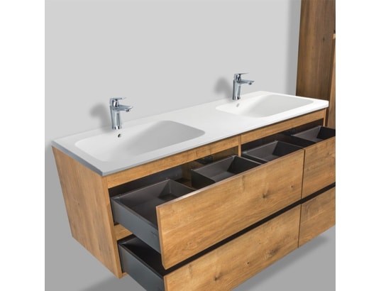Double vasque à encastrer 120 cm lavabo de salle de bain blanc CEDAM