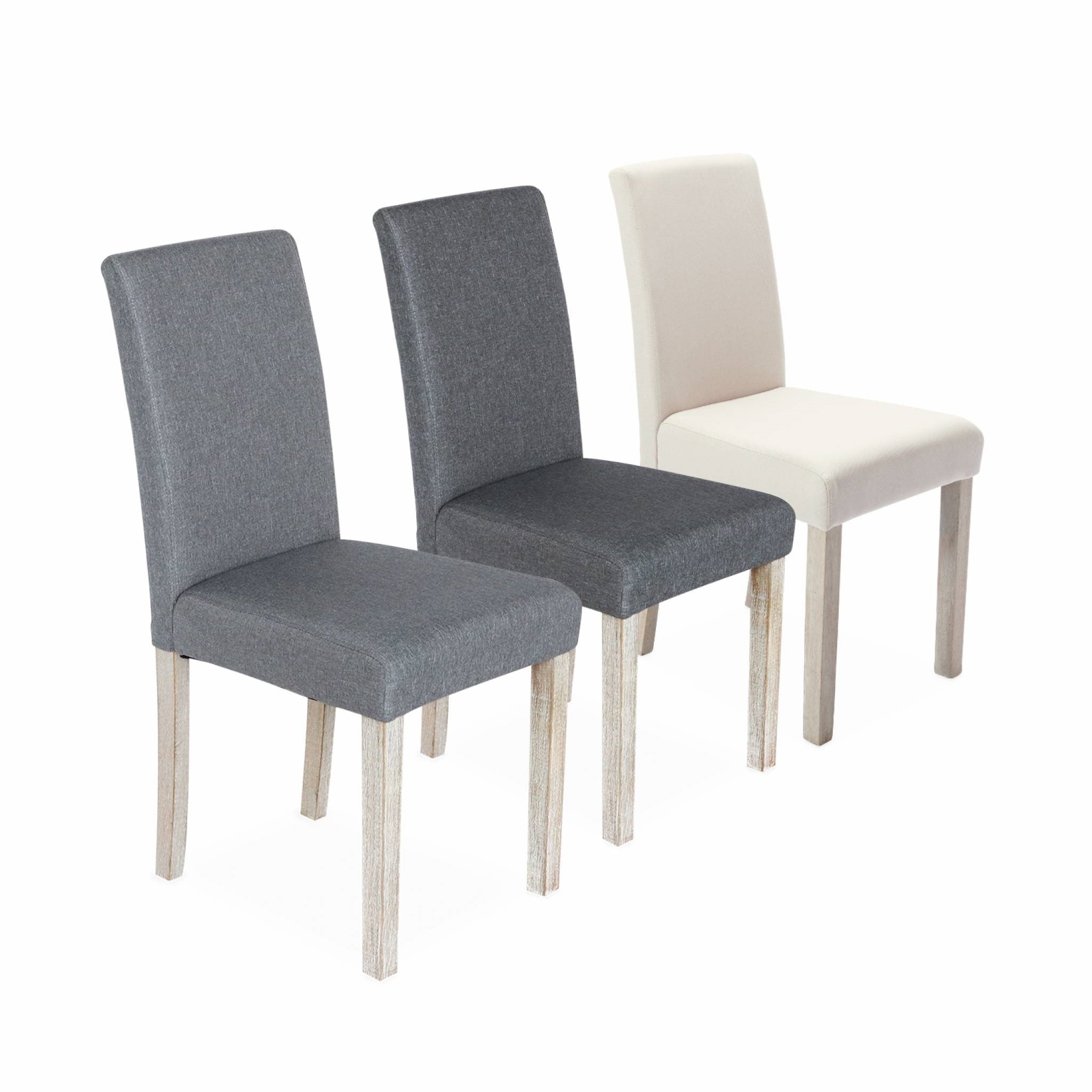 Lot de 4 chaises - chaises en tissu beige, pieds en bois Rita