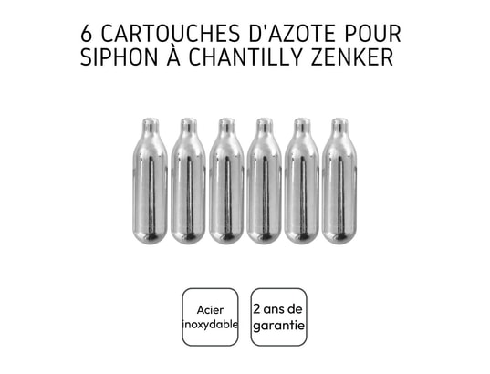 Zenker 9918050 Lot de 12 cartouches de protoxyde d'azote pour chantilly,  cartouche pour siphon à Chantilly, cartouche d'azote, Protoxyde d'azote