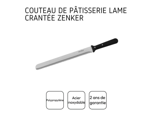 Zenker 7702 Pâtisserie Couteau à Pâtisserie Acier Inoxydable Argent/Noir 43  cm