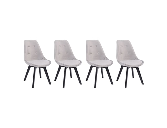 Lot de 4 chaises d'intérieur en velours gris + coussins - Happy Garden