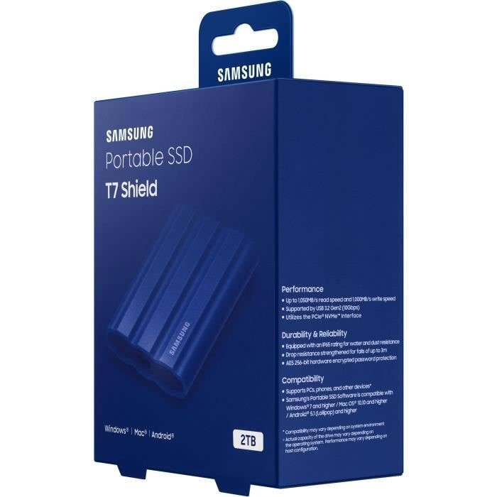 Disque ssd externe - samsung - t7 shield - 2 to - usb 3.2 gen 2