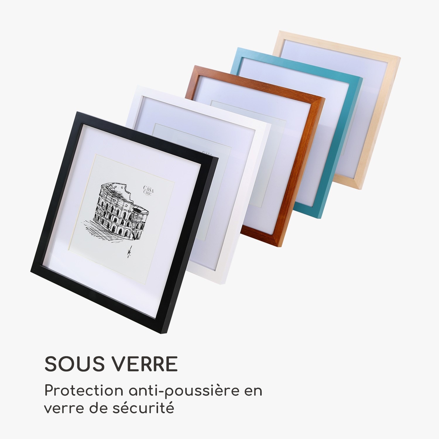 Cadre bois blanc noir 25x25 pas cher. Cadre photo bois blanc noir 25x25 -  Destock Cadre