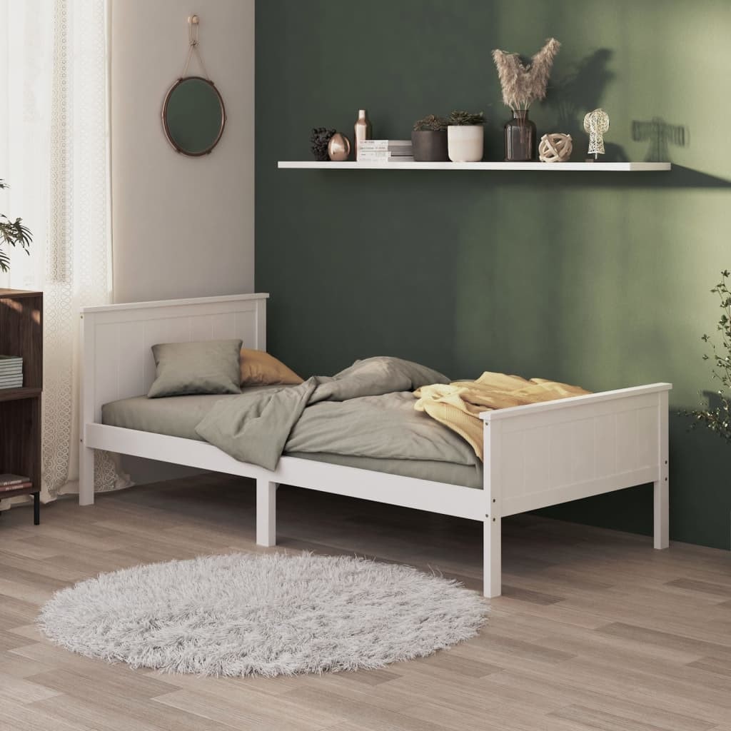 Cadre de lit pour matelas 100x200 cm en bois, couleur blanche