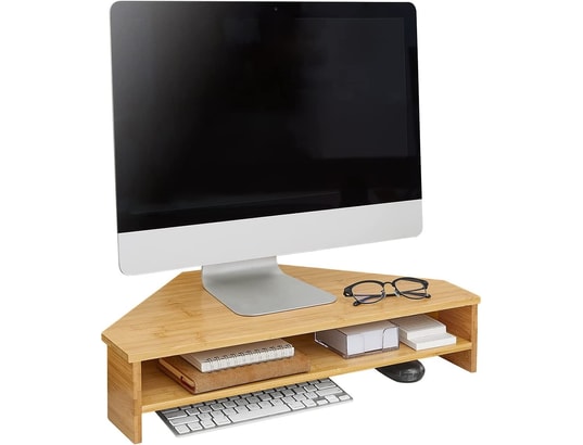 Support de moniteur écran ergonomique support pour écran d'ordinateur  universal, ordinateur portable ou écran tv réhausseur d'écran en bambou  avec longueur et angle réglables bbf04-n sobuy® - Conforama