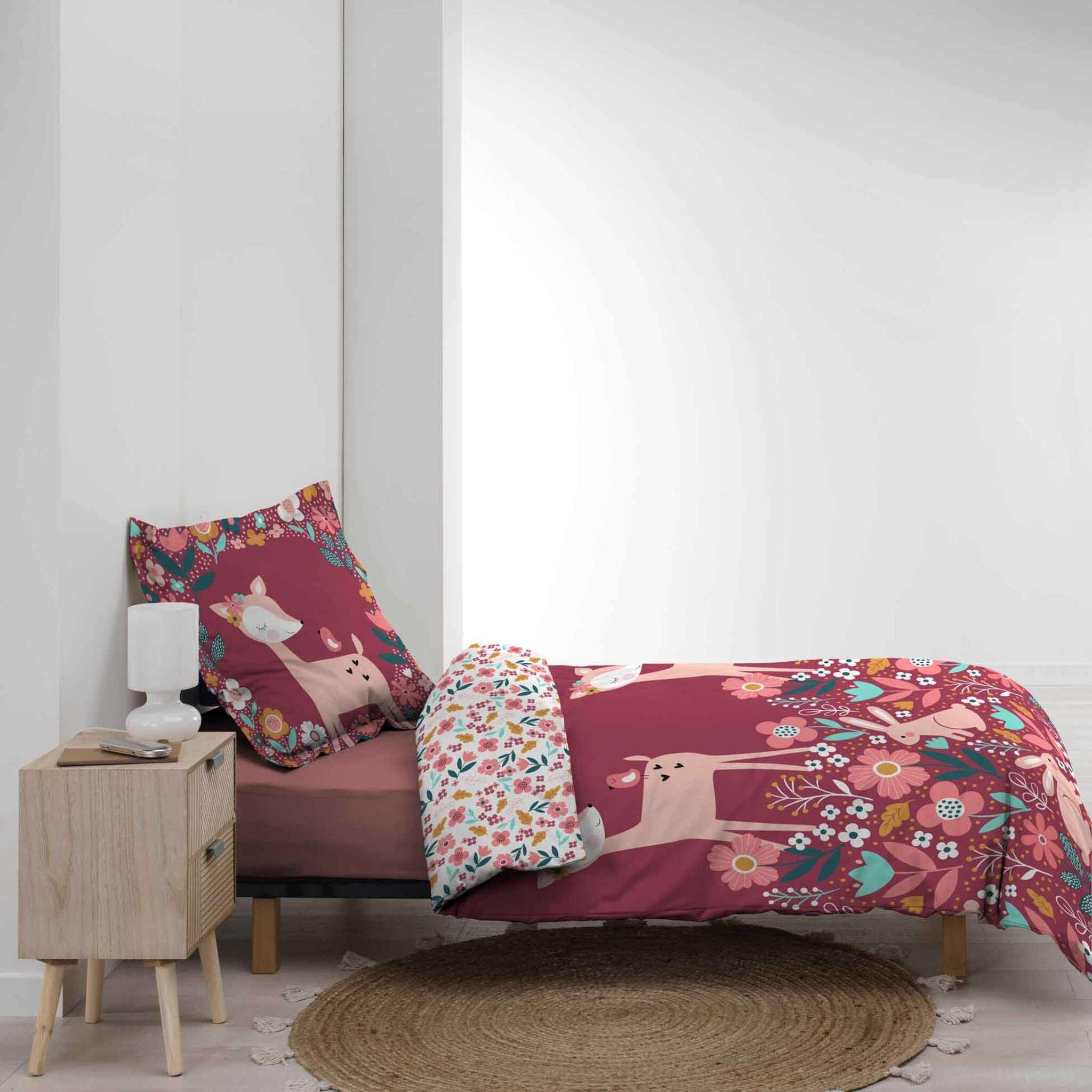 Parure de lit bichette douceur d'intérieur rose 140 x 200 DOUCEUR