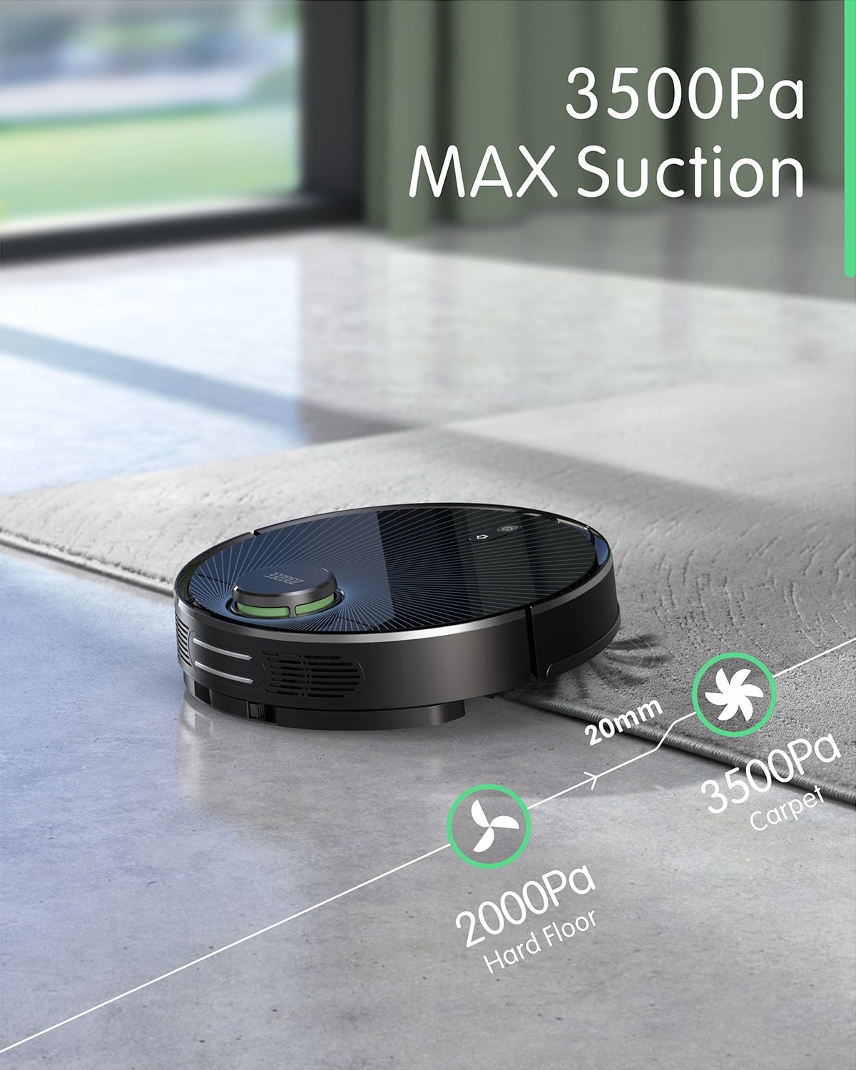 Aspirateur robot zoozee z70 lidar 3500 pa max 350? avec alexa, 5 ghz /2