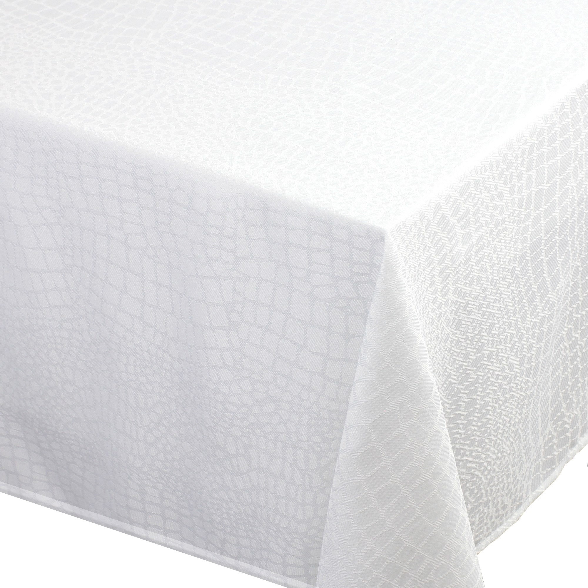 Nappe carrée 150x150 cm Jacquard 100% polyester LOUNGE blanc LINNEA