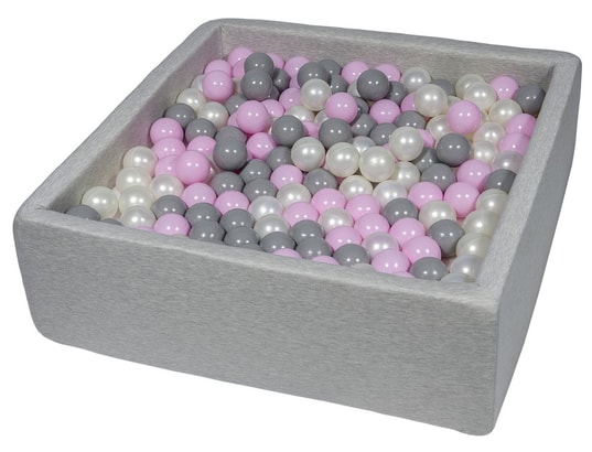 Piscine à balles Aire de jeu + 150 balles noir, blanc, rose,gris pas cher 