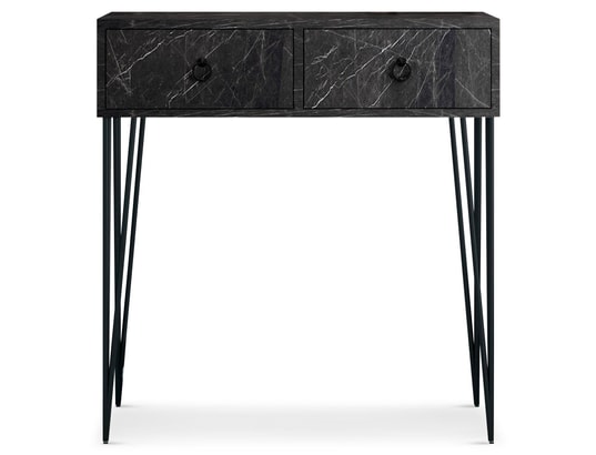 Table basse Hazan 30x30cm Bois clair et Métal Noir - Maison