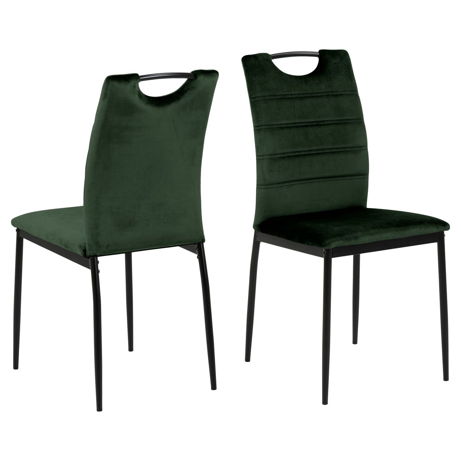 Lot de 4 chaises de salle à manger dina effet velours et métal vert