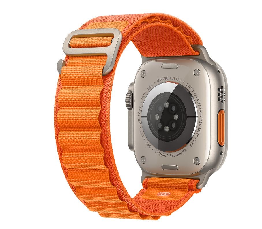 Montre connectée APPLE Apple Watch Ultra GPS + Cel, 49mm TI ORANGE ALP M  Pas Cher 