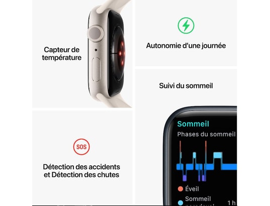 Montre connect e APPLE Apple Watch 8 Silver GPS 41MM Pas Cher