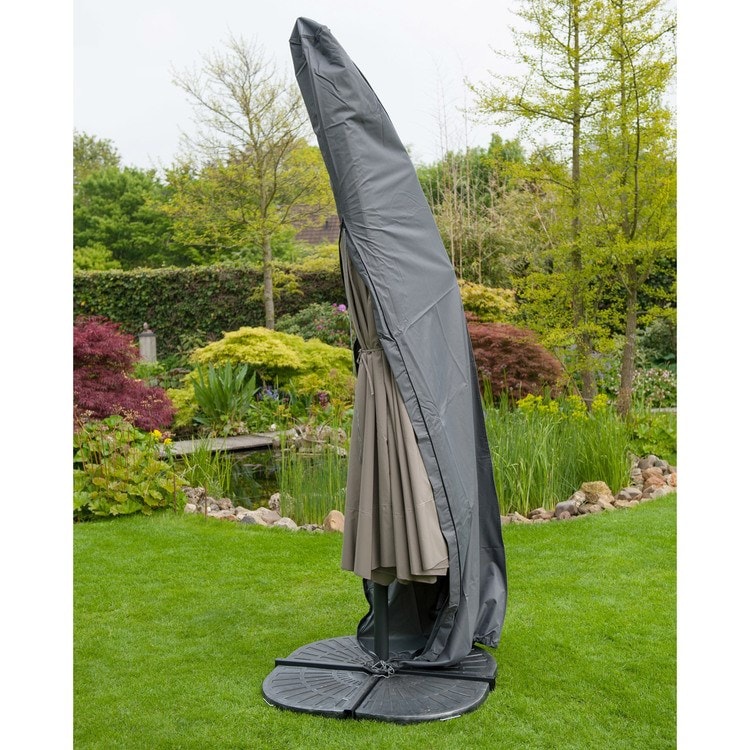 Housse de protection parasol déporté diam.25/70xH302 cm gris/noir