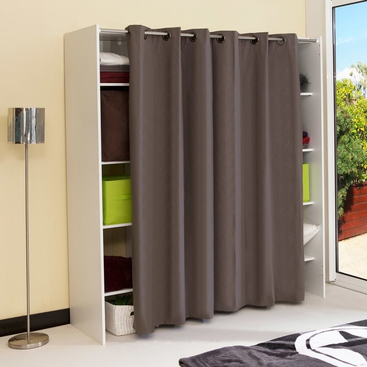 Dressing extensible profondeur 50cm avec rideau coton SYMBIOSIS MA