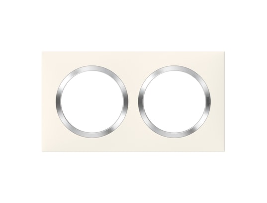 Plaque Dooxie 2 Postes Legrand – Blanc Finition Avec Bagues Effet Chrome – Neuve Sous Emballage