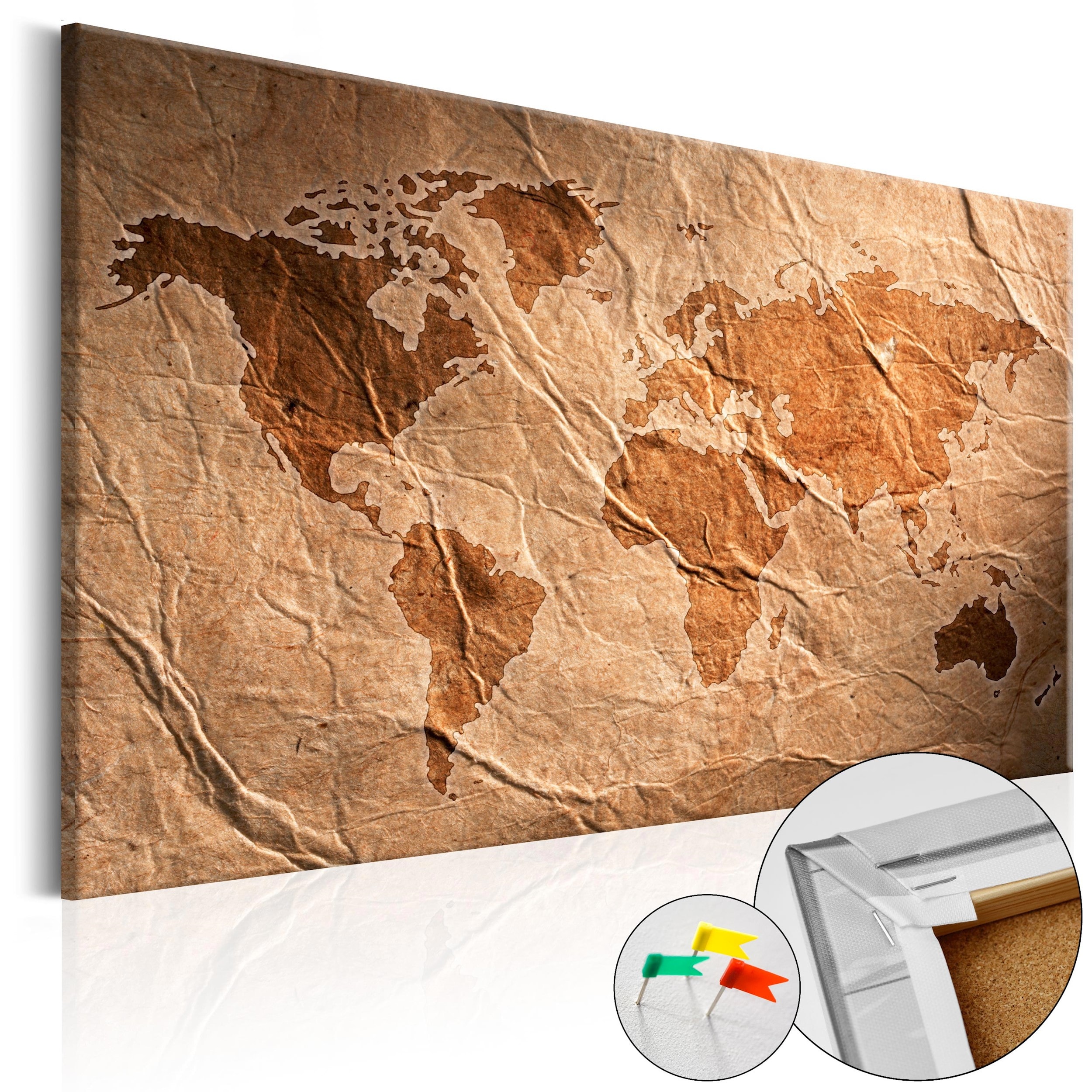Tableau en liège - paper map [cork map] 90x60 cm ARTGEIST