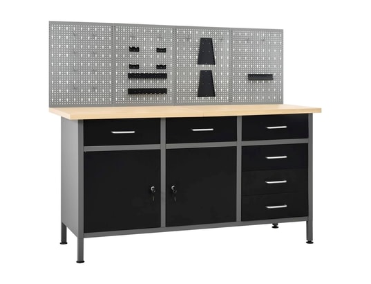 Etabli 160 cm avec 4 panneaux muraux table de travail rangement