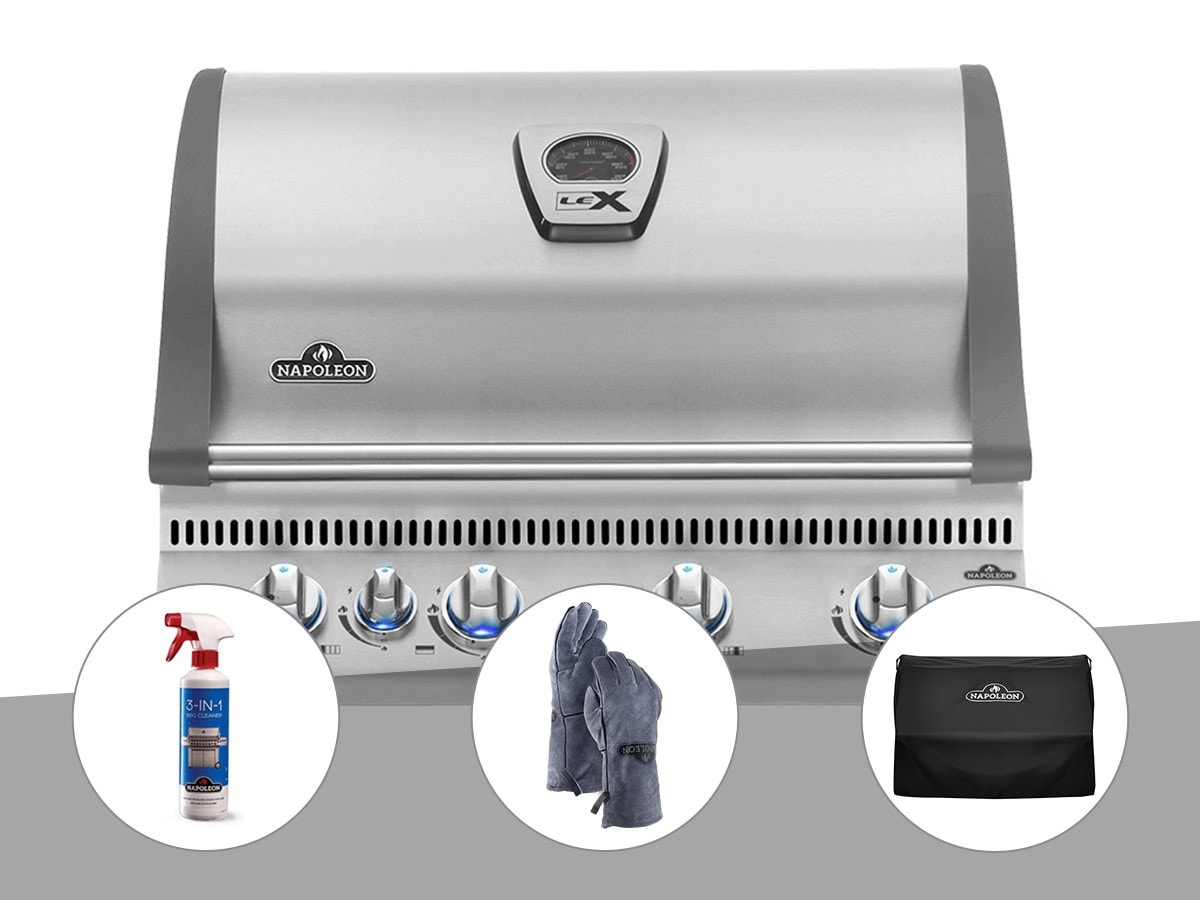 Barbecue à gaz encastrable napoléon lex 485 + nettoyant grill 3 en 1
