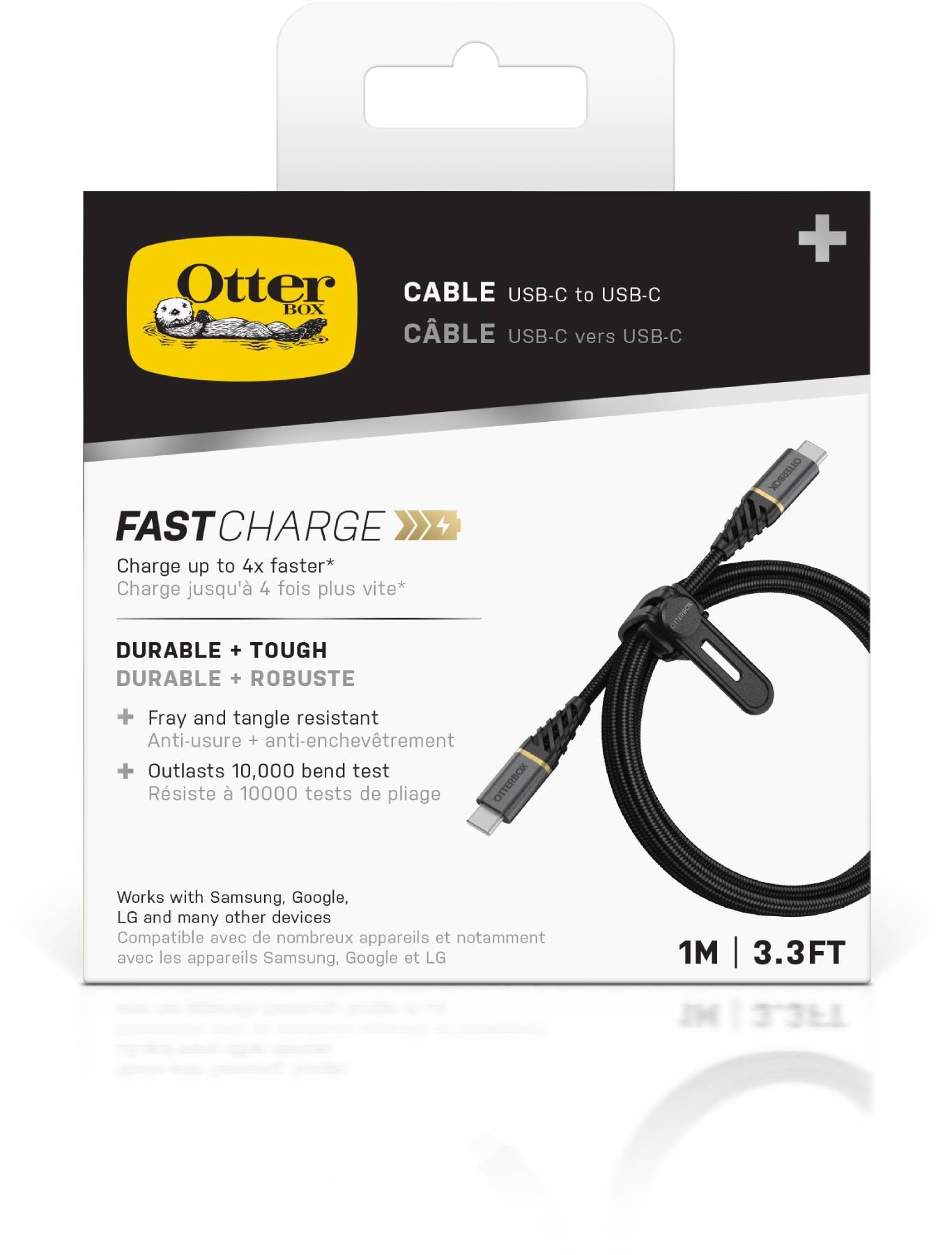 Câble de type C charge rapide tressé 1M/3.3FT chargeur de téléphone  portable Smartphone Samsung