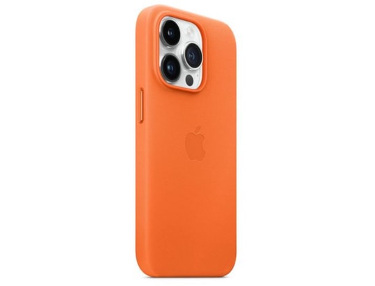Coque iPhone APPLE Coque cuir MagSafe iPhone 14 Pro- Orange Pas Cher 