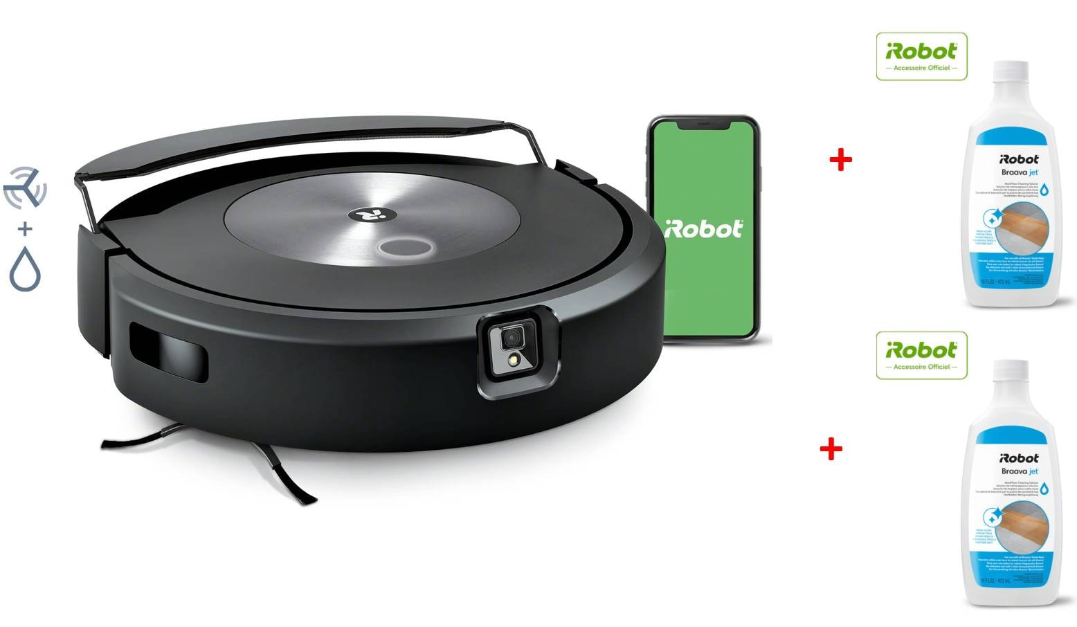 Aspirateur robot IROBOT Roomba Combo J7 + 2 flacons de nettoyage Pas Cher 