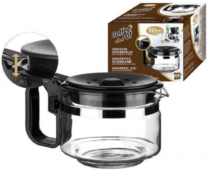 Verseuse Universelle En Verre Pour Cafetière Filtre – Capacité 10 à 15 Tasses – Sans Couvercle – Blanc
