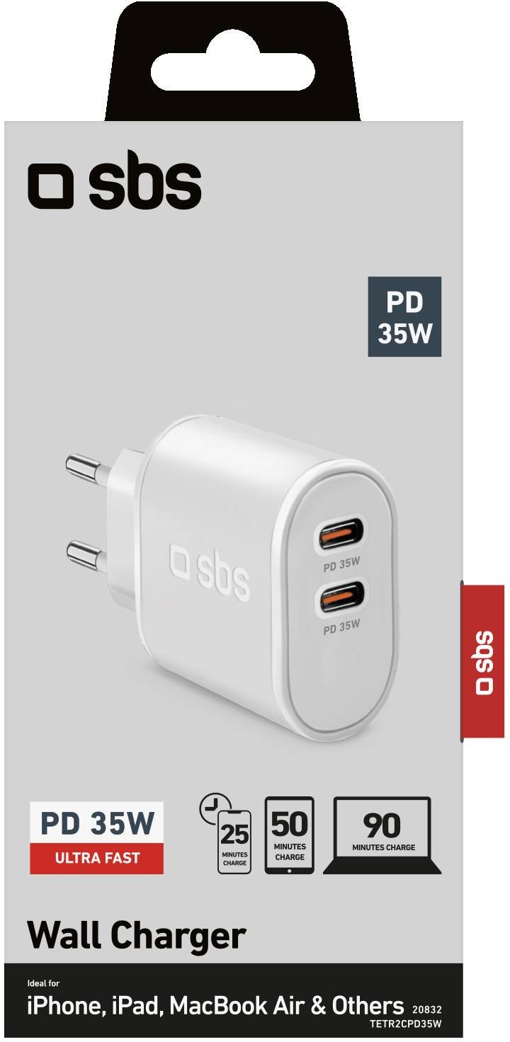 SBS - Double USB-C Chargeur Power Delivery 35W 3A - Blanc 1