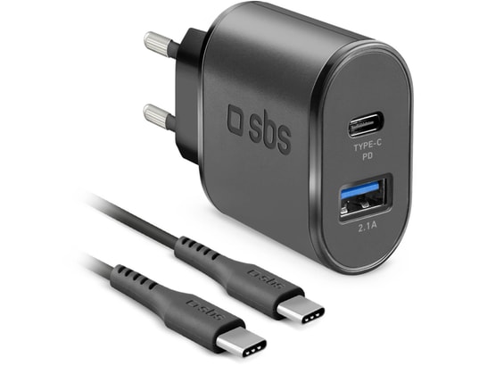 Chargeur secteur USB-A et USB-C 30 W avec Quick Charge et Power Delivery -  Noir