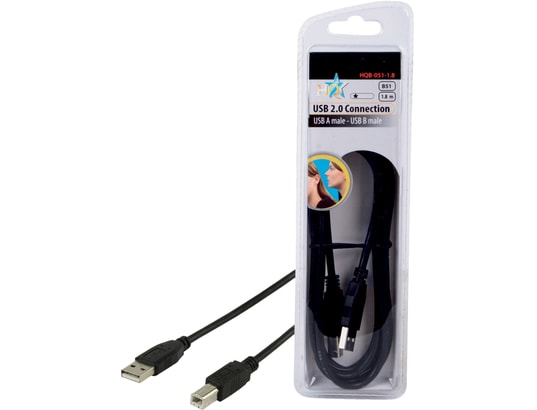 Câble USB 2.0 A vers B noir 1m80